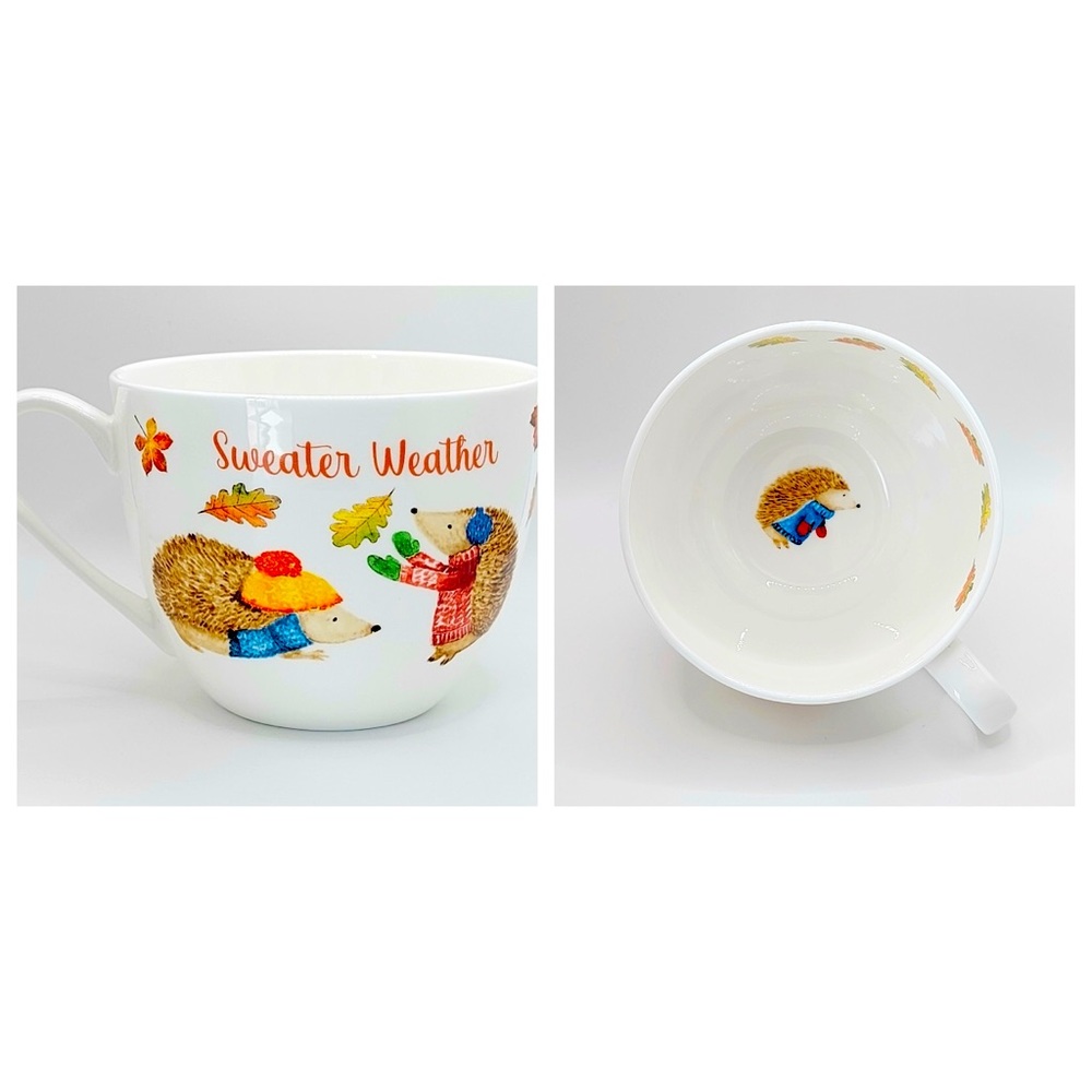 Porcupine Sweater Weather 20oz Mug | Fall Leaves | Set of 2